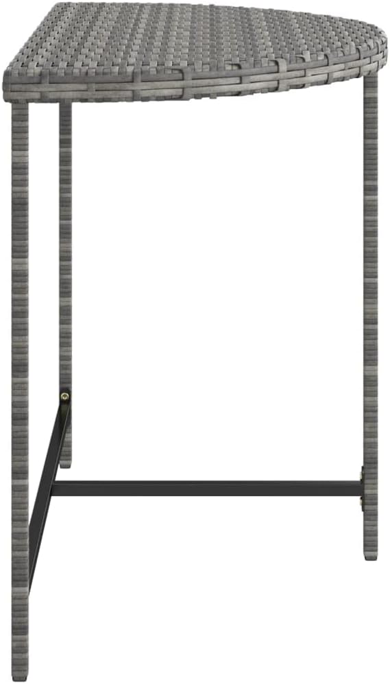 Modern Grey Poly Rattan Garden Table with Powder-Coated Steel Frame for Outdoor and Indoor Use, 4-Person Dining Set - Photo 6