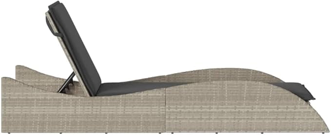 Light Gray Outdoor Chaise Lounge 31.8 x 9.3 x 11.3 in Wicker Pool Lounger with Adjustable Backrest & Washable Cushion - Photo 6