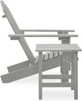 Grey Solid Fir Wood Large Ergonomic Garden Chair and Table Combo for Outdoor Relaxation - Photo 3