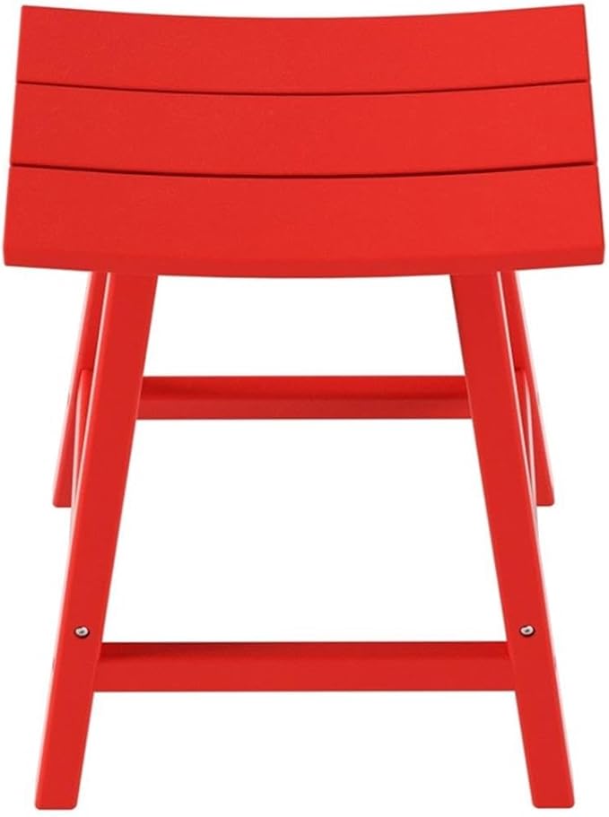 Costaelm All-Weather Bar Stools Set of 2, 24" Height Outdoor Bar Stools, Adirondack Poly Patio Bar Stool for Patio, Deck, Kitchen Counter and Garden, Red