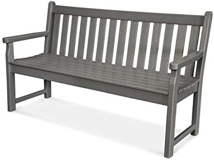 POLYWOOD Traditional Garden Bench, 3-Person, 48 Inch Wide, Outdoor Patio Bench, Composite Furniture for Porch, Dock, Slate Grey