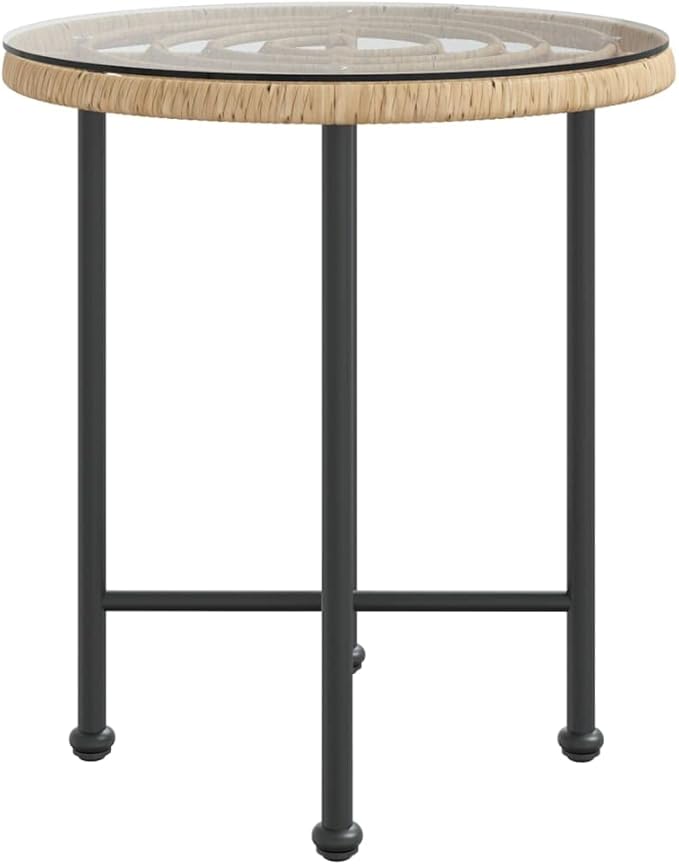 Round Bistro Dining Table 19.7 in Clear Glass Top & Steel Legs, Weather-Resistant Small Patio Table for Balcony, Garden - Photo 4