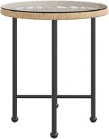 Round Bistro Dining Table 19.7 in Clear Glass Top & Steel Legs, Weather-Resistant Small Patio Table for Balcony, Garden - Photo 4