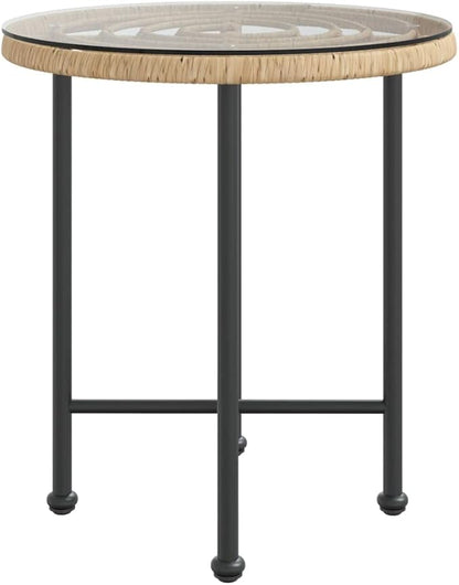 Round Bistro Dining Table 19.7 in Clear Glass Top & Steel Legs, Weather-Resistant Small Patio Table for Balcony, Garden, Breakfast Nook, Living Room