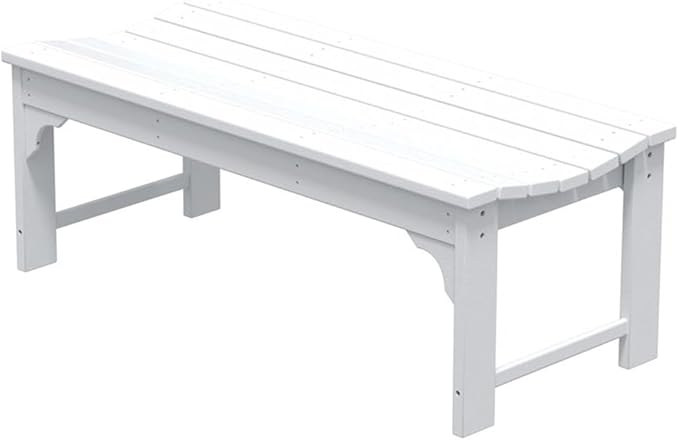 Costaelm Outdoor Benches Weatherproof, All Weather Resistant Park Bench Poly Lumber Backless Garden Bench Seat for Entryway Front Porch, White