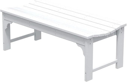 Costaelm Outdoor Benches Weatherproof, All Weather Resistant Park Bench Poly Lumber Backless Garden Bench Seat for Entryway Front Porch, White