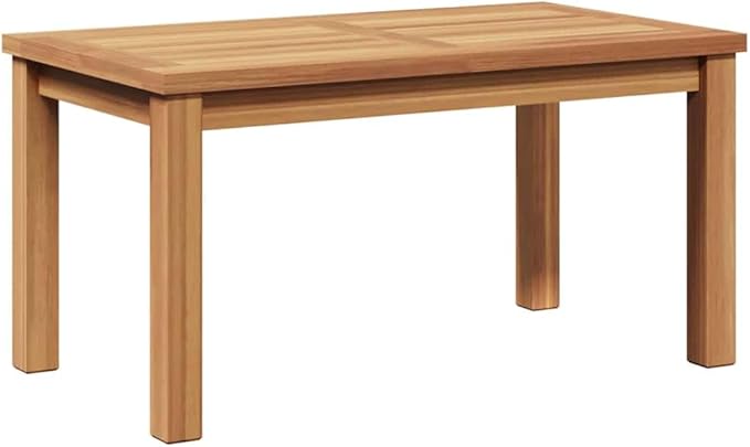 Solid Teak Wood Coffee Table, 27.56 x 15.75 x 14.17 Inches, Modern Minimalist Low Profile Rectangular Tea Table for Garden, Patio, Balcony and Outdoor Living Space