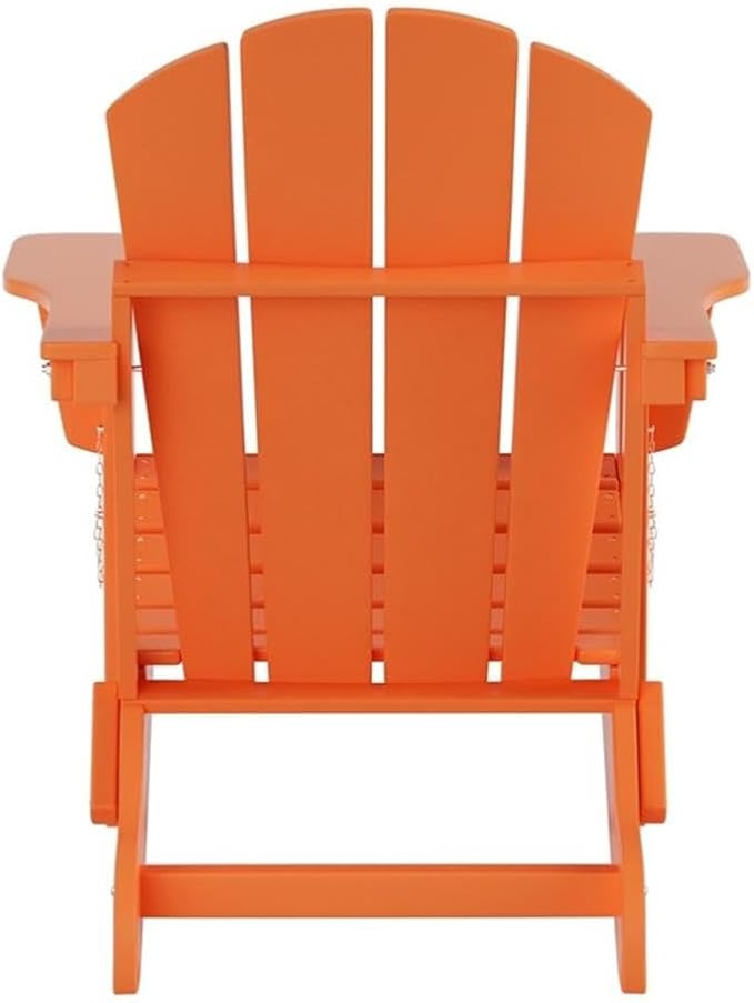 Costaelm Outdoor Folding Chair, Outdoor Seating Folding Firepit Chairs, All Weather Poly Adirondack Chair for Deck Backyard Garden Lawn Pool Patio, Orange