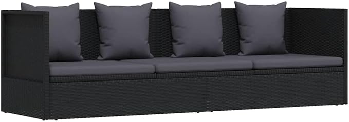 Patio Bed Adjustable Armrests Outdoor Chaise Lounge Rectangular Sofa with Removable Cushions for 3 Adults - Photo 2