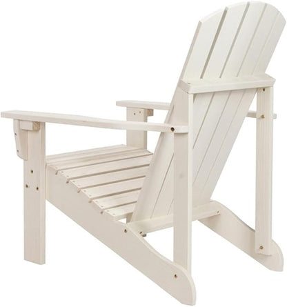 Pemberly Row Cedar Wood Adirondack Chair, White Finish, 36.25 H x 34.25 W x 26.75 D, Ergonomic Design with Contoured Seat and High Back, Outdoor Patio Seating, Weather-Resistant and Durable