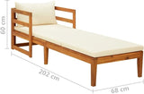Sun Lounger with Cream White Cushions Solid Acacia Wood Outdoor Chairs Furniture Outdoor Patio Furniture Set Suitable - Photo 9