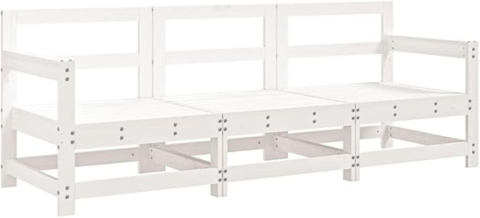 Modular Garden Sofa Seat, Solid Pine Wood Patio Furniture, White Rectangular Outdoor Lounge Chair for Balcony, Terrace - Photo 3