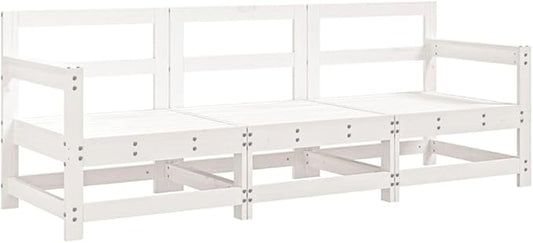 Outdoor Sectional Sofa White Solid Pine 26 x 24.4 x 27.8 in Modular Patio Couch for Garden Balcony & Camping Seating