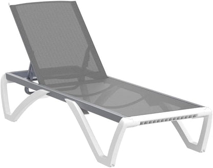 Domi Outdoor Chaise Lounges, Adjustable Aluminum Patio Lounges, Plastic Pool Lounge Chairs for Deck Lawn Backyard(2 Grey Lounges W/Table)