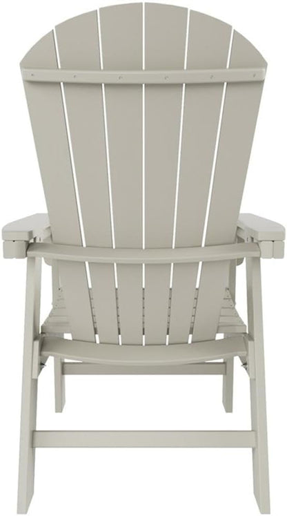 Costaelm Outdoor Adirondack Chair, HDPE Patio Balcony Pool Chair, Modern Front Porch Fire Pit Backyard Chair, Garden Resin Lounge Chair for Outside, Sand