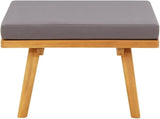 Natural Dark Grey Solid Acacia Wood Garden Footstool with Weather-Resistant Cushion for Outdoor Patio Porch Seating and - Photo 6