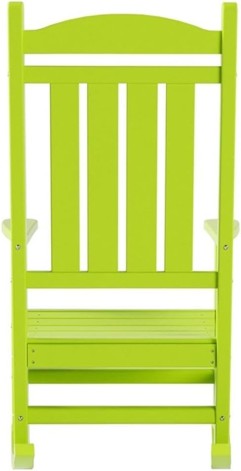 Costaelm Oversized Outdoor Rocking Chair, High Back Porch Rocker Chair, HDPE All Weather Resistant Outdoor Seating Furniture Wide Rocker Chair for Patio, Lawn, Garden, Lime