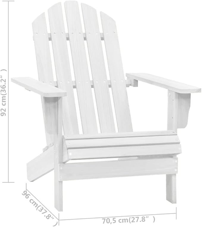 vidaXL Outdoor Solid Wood Patio Chair in White - Classic Design, Weather- Hardwood and Firwood Construction, Ideal for Garden, Patio, or Deck.