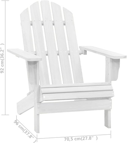 vidaXL Outdoor Solid Wood Patio Chair in White - Classic Design, Weather- Hardwood and Firwood Construction, Ideal for Garden, Patio, or Deck.