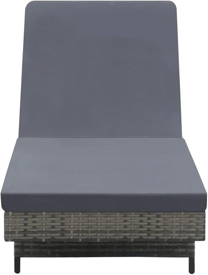 Sunlounger Anthracite PE (Polyethylene) Rattan Large Outdoor Chaise Lounge Garden Lounge Chair for Balcony Yard