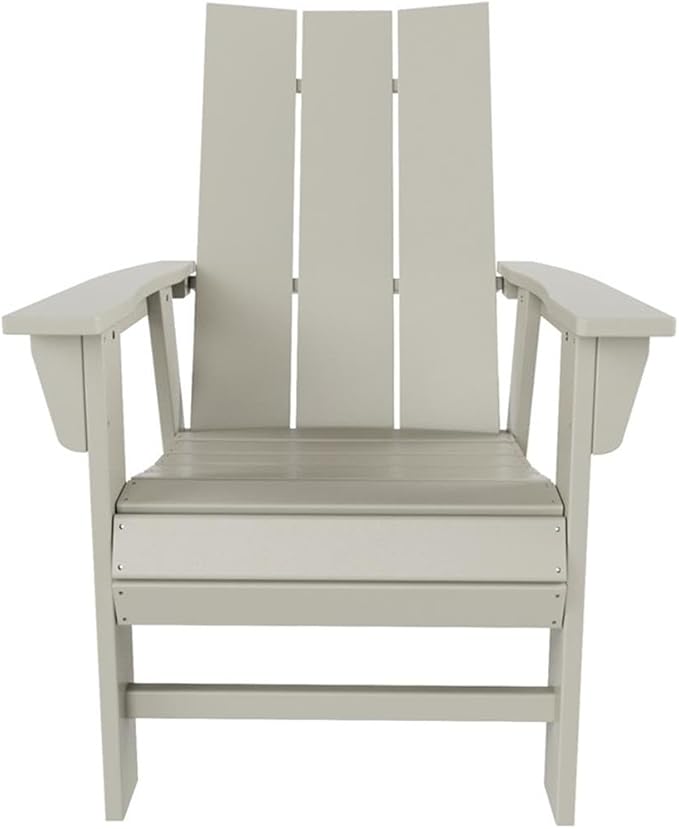 Costaelm Outdoor Adirondack Chair, HDPE Patio Balcony Chairs, Portside Seashell Nautical Curveback Adirondack Chair and Fire Pit Chairs, Sand
