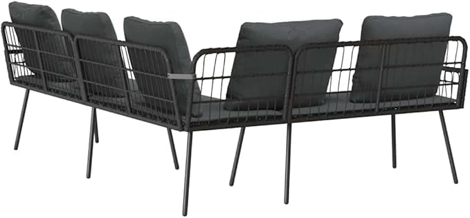 3-Seat L-Shape Outdoor Sofa, Gray PE Rattan Patio Couch with Bench Cushion, 90.9 x 68.1 inch Metal Frame, Modern Low-Profile Design for Garden, Deck, Balcony