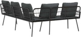 3-Seat L-Shape Outdoor Sofa, Gray PE Rattan Patio Couch with Bench Cushion, 90.9 x 68.1 inch Metal Frame - Photo 5