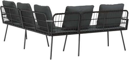 3-Seat L-Shape Outdoor Sofa, Gray PE Rattan Patio Couch with Bench Cushion, 90.9 x 68.1 inch Metal Frame, Modern Low-Profile Design for Garden, Deck, Balcony