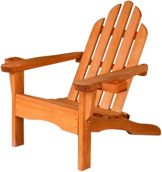 Amish Casual Heavy Duty Adirondack Chair with Cup Holders in Cedar Stain - Authentic Amish Craftmanship from Treated Pine, Outdoor Chair Made in The USA, 800 Lb Weight Capacity