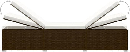 Sun Lounger with Cushion and Tea Table,Lounge Chair,Pool Chairs,Outdoor Chaise,Pool Furniture,Weather-Resistant,Easy to Maintain,Both Sides of Sunlounger Adjustable, Poly Rattan Brown