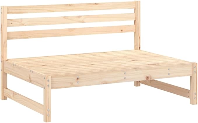 2-Piece Garden Lounge Set Natural Pine Solid Pine Wood and Plywood Modular Outdoor Furniture for Patio, Comfortably Seats Four, Rustic Style Weather-Resistant Durable