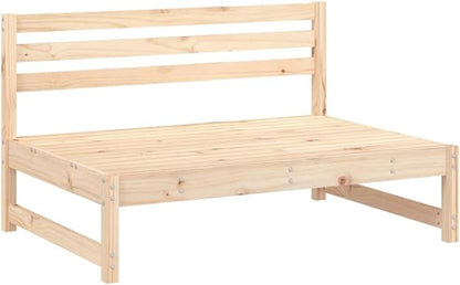2-Piece Garden Lounge Set Natural Pine Solid Pine Wood and Plywood Modular Outdoor Furniture for Patio, Comfortably Seats Four, Rustic Style Weather-Resistant Durable
