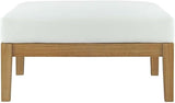 Modway Bayport Teak Wood Outdoor Patio Ottoman in Natural White - Photo 4