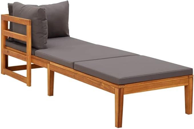 Sun Lounger with 1 Armrest, Lounge Chair Wooden, Sun Chair, Long Chairs for Outside, Pool Chaise Lounge Chair - Photo 1