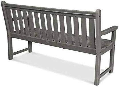 POLYWOOD Traditional Garden Bench, 3-Person, 48 Inch Wide, Outdoor Patio Bench, Composite Furniture for Porch, Dock, Slate Grey