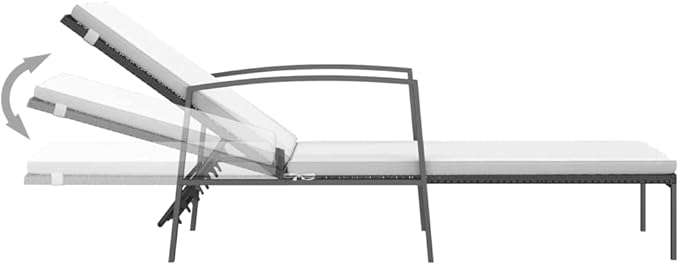 Sun Lounger with Cushions, Adjustable Backrest Outdoor Chaise Lounge for Patio Poolside - Photo 7