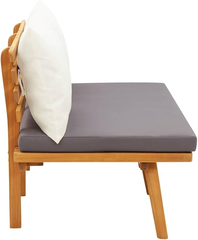 Outdoor Garden Bench with Cushions, Solid Acacia Wood 2-Seater Patio Loveseat - Photo 6