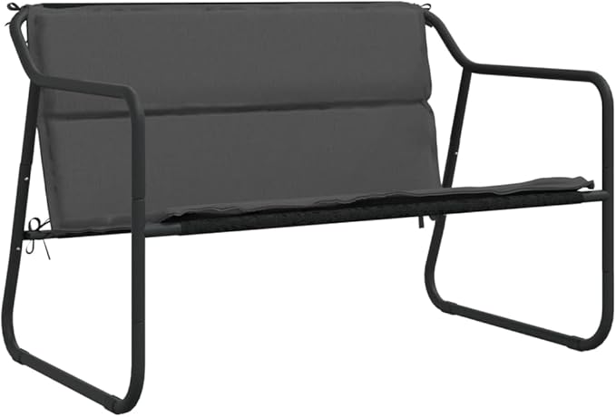 Anthracite Powder-Coated Steel Garden Bench, 2-Seater Outdoor Seating for Patio & Balcony, Weatherproof Durable Porch Furniture Bench Seating