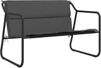 Anthracite Powder-Coated Steel Garden Bench, 2-Seater Outdoor Seating for Patio & Balcony, Weatherproof Durable Porch Furniture Bench Seating