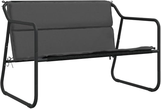 Anthracite Powder-Coated Steel Garden Bench, 2-Seater Outdoor Seating for Patio & Balcony, Weatherproof Durable Porch Furniture Bench Seating