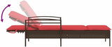 Brown Outdoor Chaise Lounge, 78.74" Reclining Patio Sun Lounger with Adjustable Backrest, Poly Rattan & Steel Frame - Photo 7