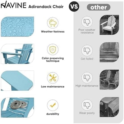 Adirondack Chair Set of 8, HDPE Folding Adirondack Chair with Multifunctional Cup Holder, Weather Resistant Fire Pit Chair for porches, patios, poolsides, Decks.