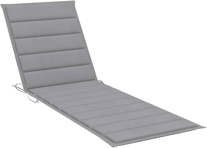 Outdoor Chaise Lounge Sunlounger 78 in Acacia Wood Reclining Patio Chair with Grey Cushion and Wheels - Photo 6