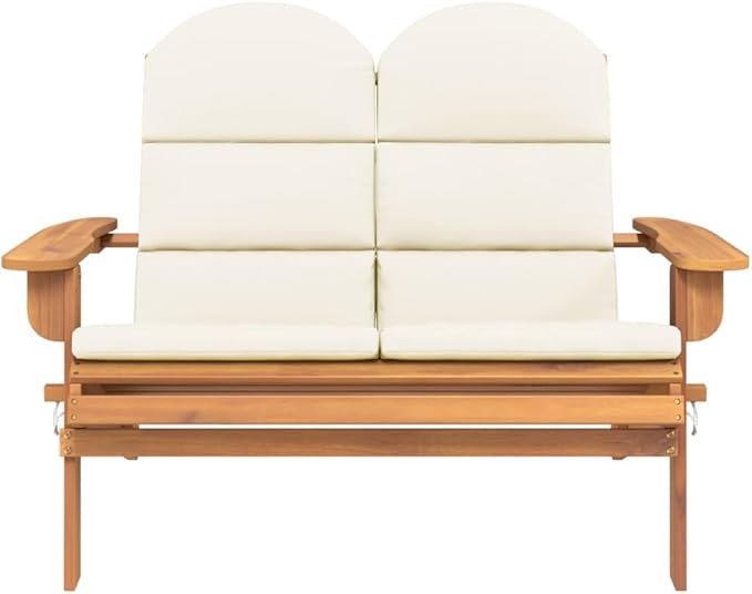 Garden Bench Deck Bench Adirondack Patio Bench with Cushions 49.6" Solid Wood Acacia - Photo 4