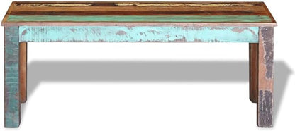 Vintage Solid Reclaimed Wood Garden Bench for Indoor and Outdoor Use, Medium Durable Rustic Seating with Spacious Design for Two, Antique Finish, Sturdy Construction,