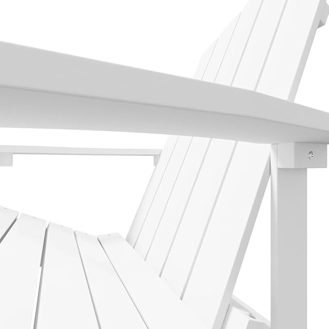White HDPE Adirondack Chair with Footstool, High-Density Polyethylene Outdoor Furniture for Patio, Garden - Photo 7