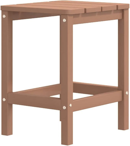 Adirondack Garden Patio Chair with Side Table 32.7 x 28.7 x 18.1 in Brown HDPE Steel Frame All Weather Low Maintenance Outdoor Seating for Adults on Deck Lawn Balcony