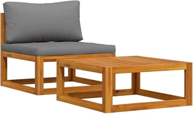 vidaXL 2-Piece Sofa Set – Solid Acacia Wood Frame - Dark Gray Cushions – Indoor/Outdoor – Versatile, Customizable - Photo 8