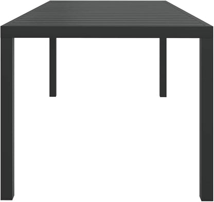 vidaXL Weather- Garden Terrace Patio Table – Durable, Easy-to-Assemble Black Outdoor Table with WPC Top and Powder-Coated Aluminum Frame – 72."x35.4"x29.1"