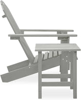 Grey Solid Fir Wood Large Ergonomic Garden Chair and Table Combo with Smooth Matte Finish for Outdoor Relaxation Patio - Photo 3